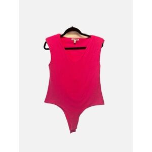 Steve Madden Pink Asymmetrical Cap Sleeve Bodysuit